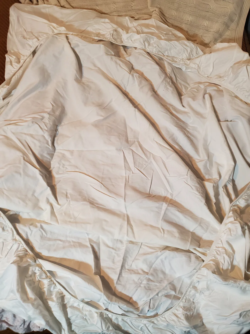 Hudson Park Full Size White Cotton Bedding Lot - 4 Mattress Covers, 1 Sheet, 7 P
